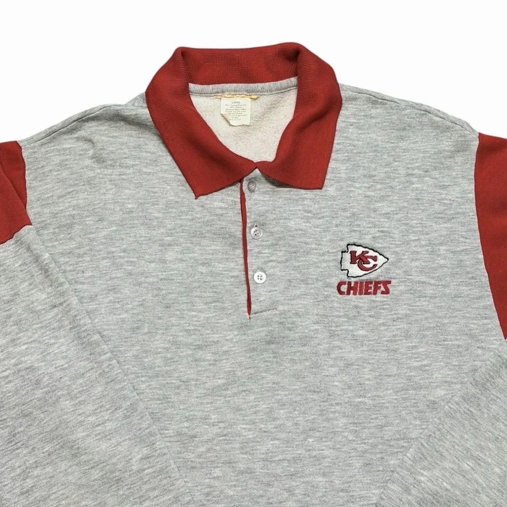 Vintage 1980s Kansas City Chiefs NFL Collared Pullover Polo Style USA Made Large